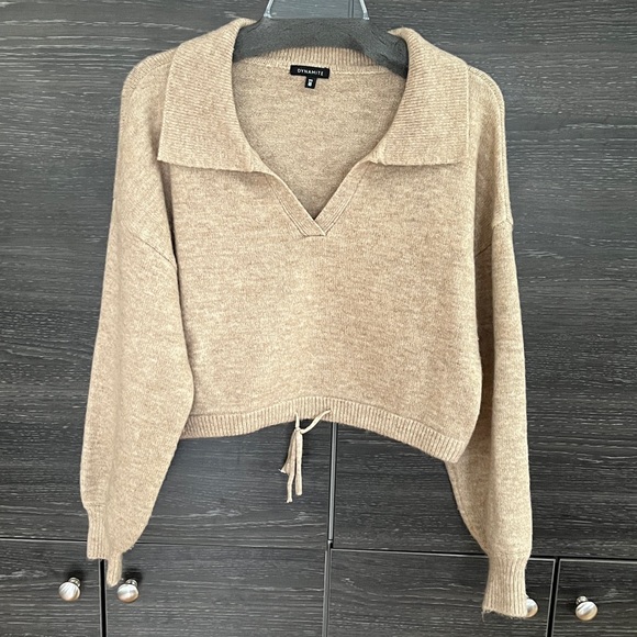 Dynamite Oatmeal Crop Sweater - Picture 1 of 7